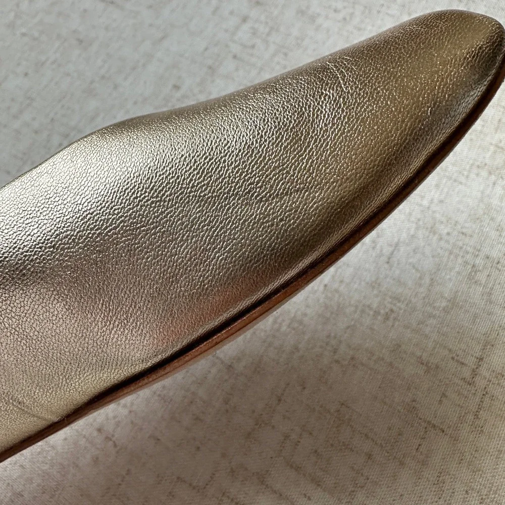 Reformation Bowie Ballet Flat Gold Metallic Leather Mary Jane 5.5 Rare